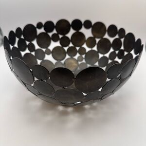 Shiraleah Chicago Metal Disc Decorative Bowl | Modern Boho Accent | 9"